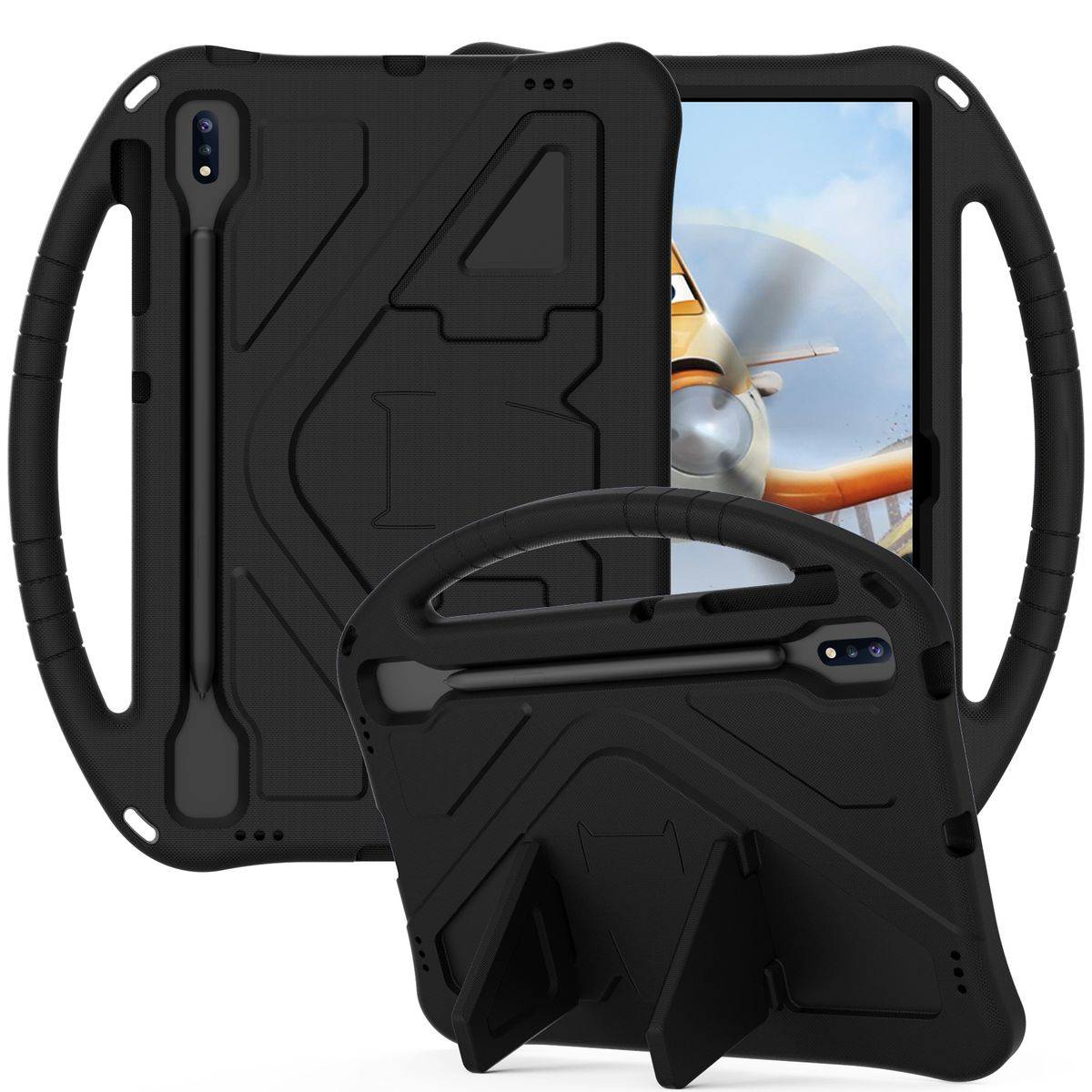 Für Samsung Galaxy S7 FE/ Tab S8 Plus aufstellbare Tablet Tasche Schutzhülle Cover Schwarz
