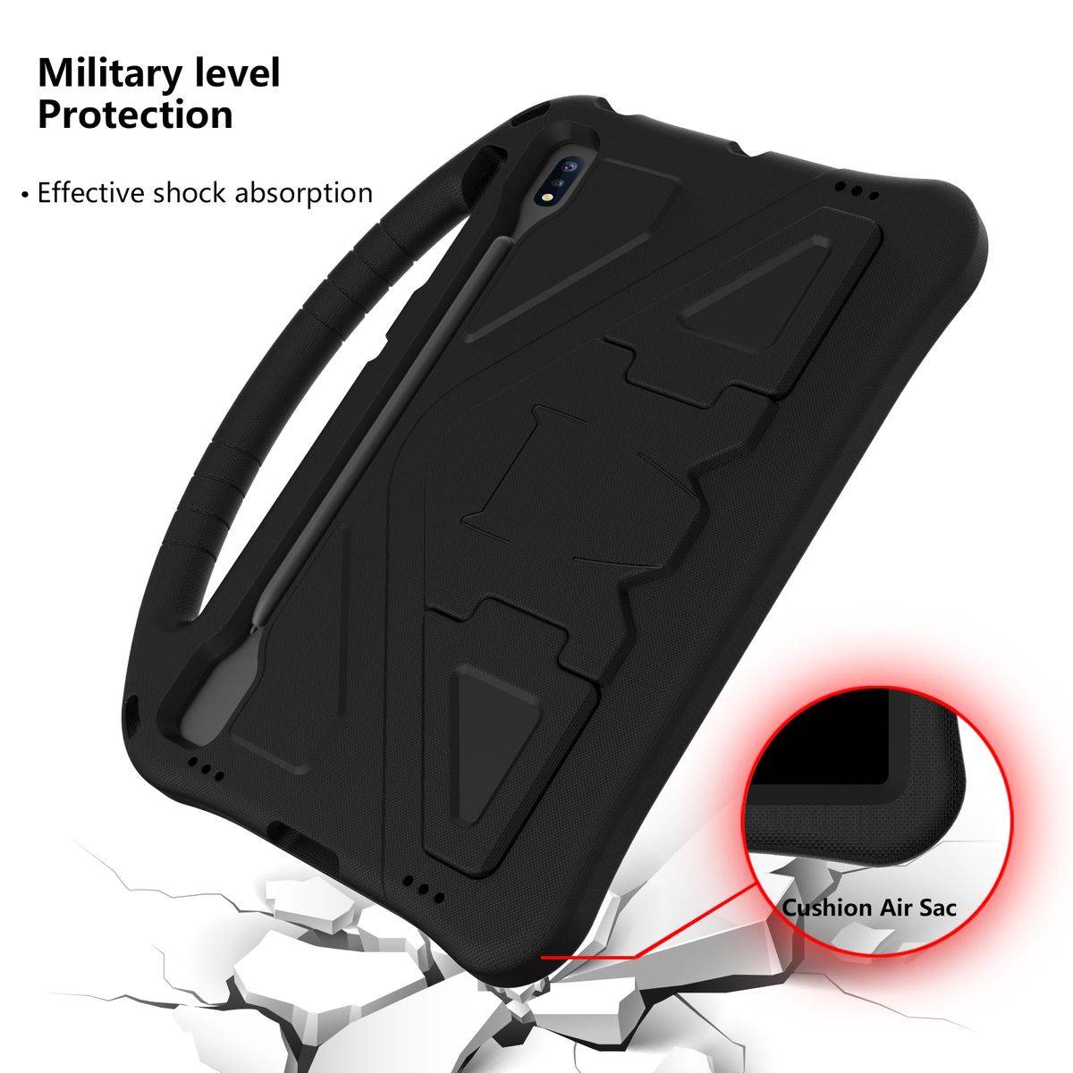 Für Samsung Galaxy S7 FE/ Tab S8 Plus aufstellbare Tablet Tasche Schutzhülle Cover Schwarz