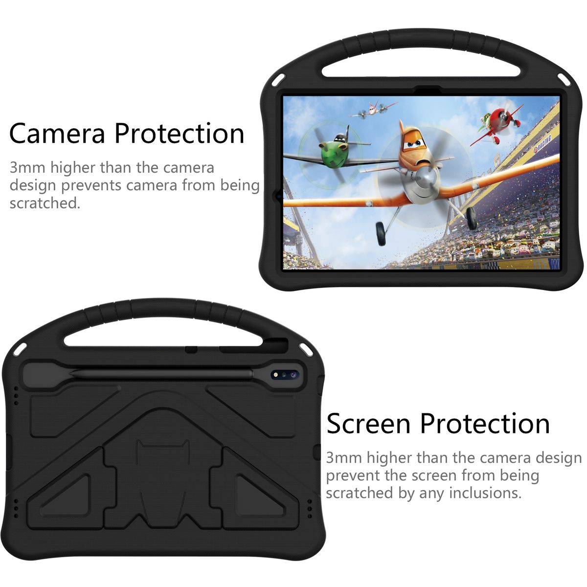 Für Samsung Galaxy S7 FE/ Tab S8 Plus aufstellbare Tablet Tasche Schutzhülle Cover Schwarz