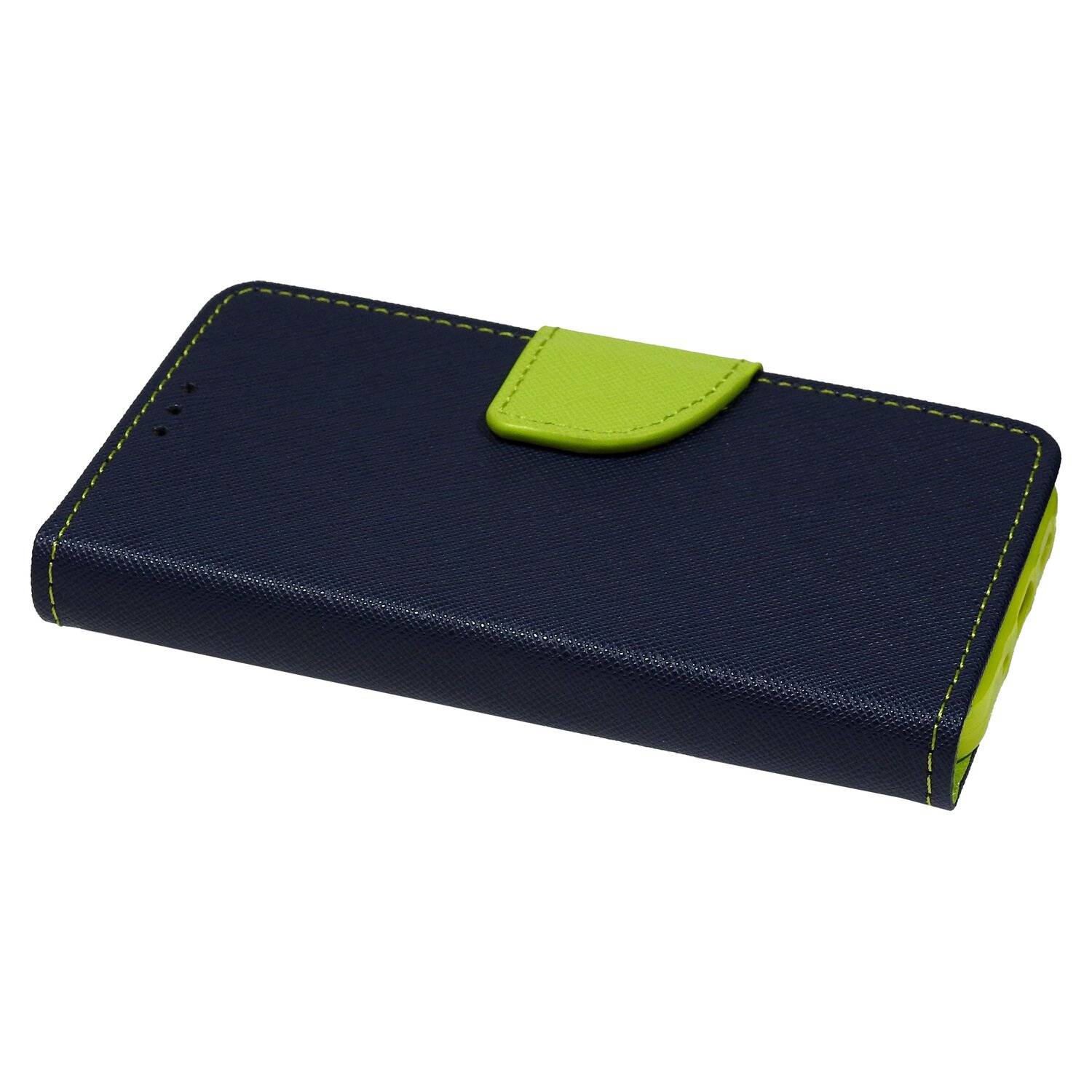 Buch Tasche "Fancy" für iPhone 13 Pro Max Handy Hülle Brieftasche Schutzhülle mit Standfunktion, Kartenfach Blau-Grün