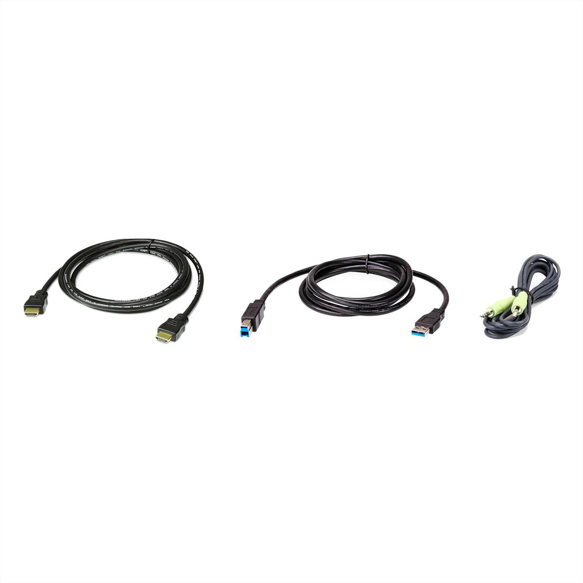 ATEN 2L-7D02UHX3 USB HDMI KVM Kabel-Kit, USB 3.0, schwarz, 1,8 m