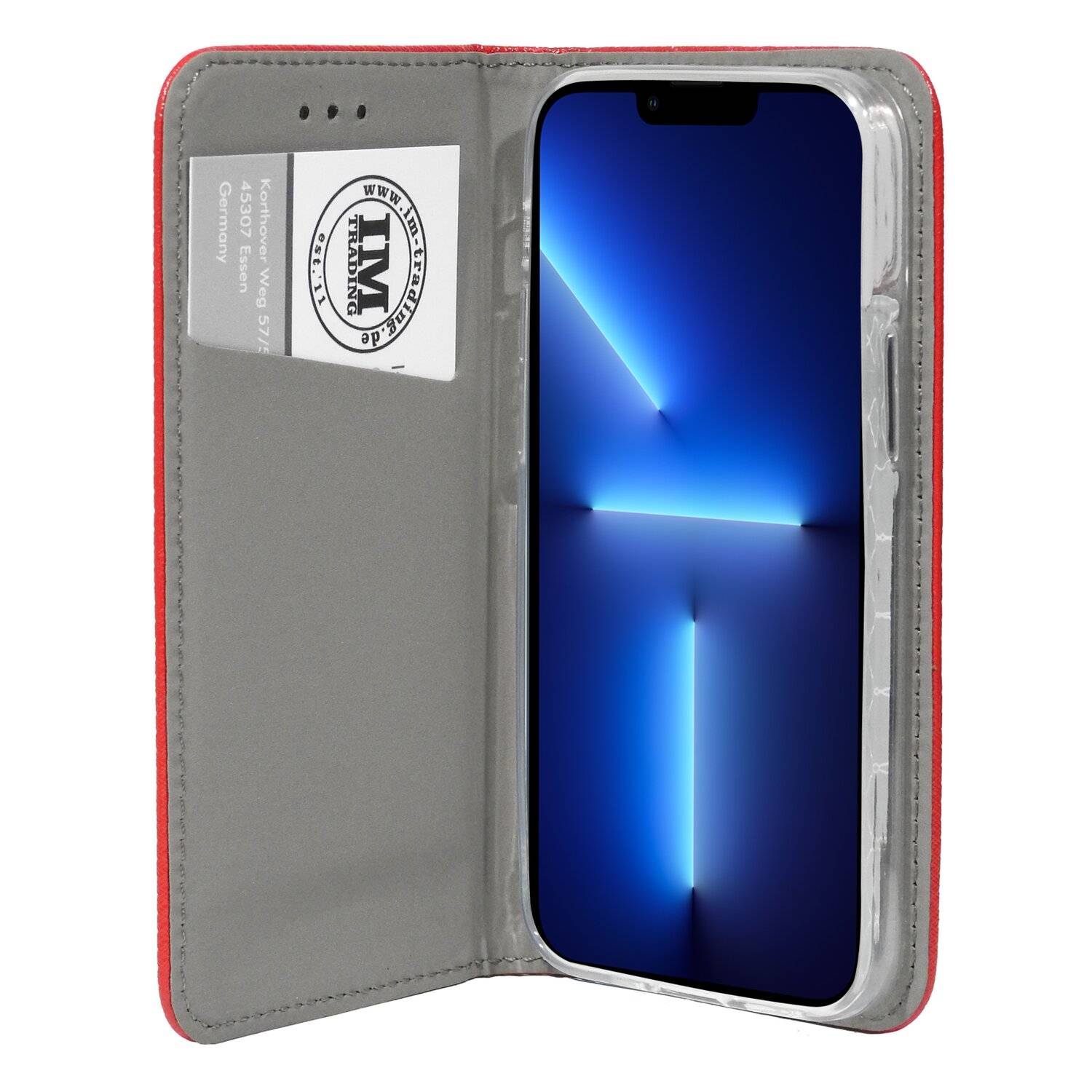 Buch Tasche "Smart" für iPhone 13 Pro Max Handy Hülle Etui Brieftasche Schutzhülle mit Standfunktion, Kartenfach Rot