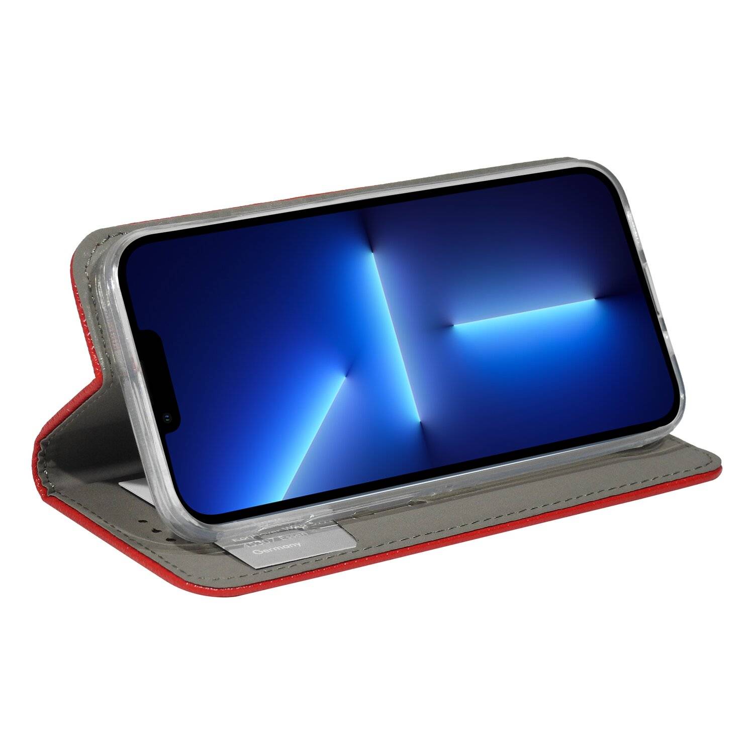 Buch Tasche "Smart" für iPhone 13 Pro Max Handy Hülle Etui Brieftasche Schutzhülle mit Standfunktion, Kartenfach Rot