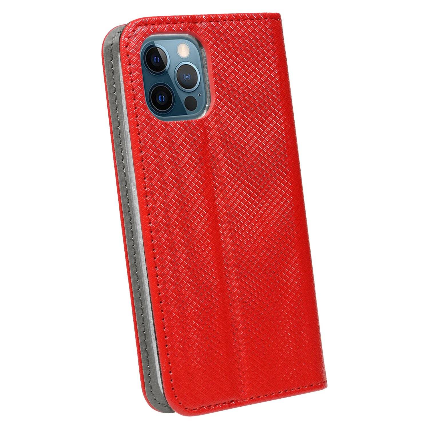 Buch Tasche "Smart" für iPhone 13 Pro Max Handy Hülle Etui Brieftasche Schutzhülle mit Standfunktion, Kartenfach Rot