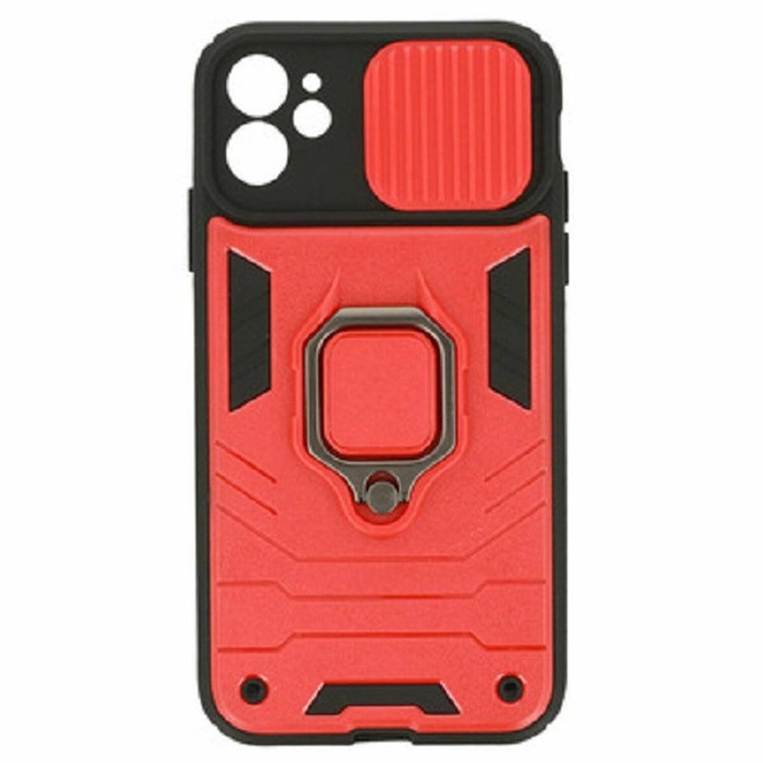 Handy Hülle mit Kameraschutz Schutzhülle Stoßfest Outdoor mit Ring Magnet Halter für Samsung Galaxy A32 4G (A325F) rot