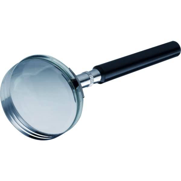 Leselupe Metall 5-fach Griff schwarz Rand silber