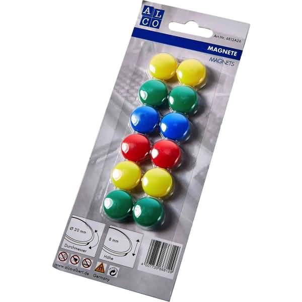 Haftmagnet Metall Kunststoff 20mm sortiert VE=12 Stück