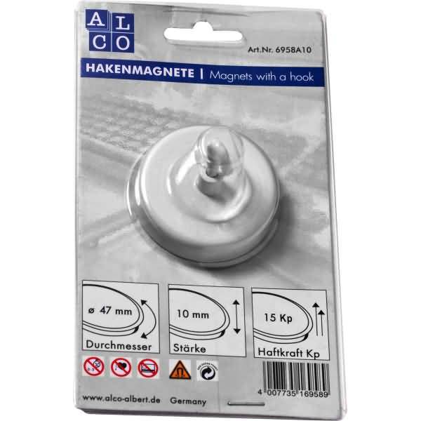Hakenmagnet Metall 47mm TG 15000 g weiß