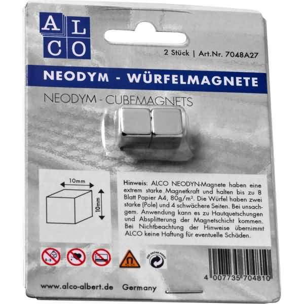 Würfelmagnet Neodym aus Neodym (Nd) 10x10x10mm silber VE=2 Stück