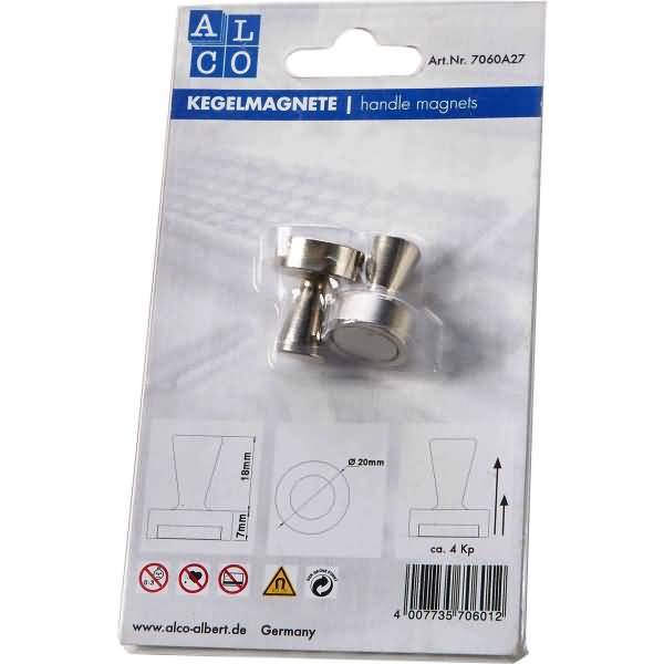 Kegelmagnet Neodym (Nd) 25mm 20mm TG 4000 g silber VE=2 Stück