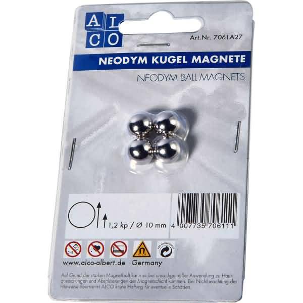 Kugelmagnet Neodoym Neodym (Nd) 10mm TG 1200 g silber VE=4 Stück