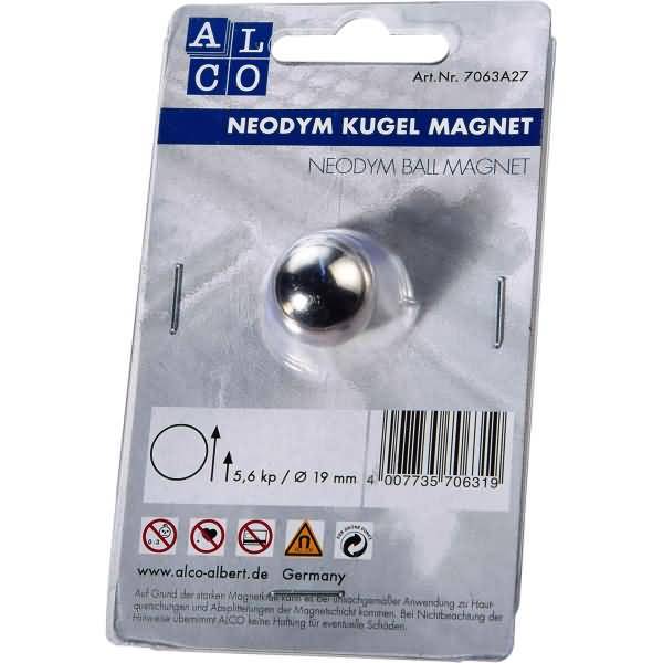 Kugelmagnet Neodoym Neodym (Nd) 19mm TG 5600 g silber VE=1 Stück