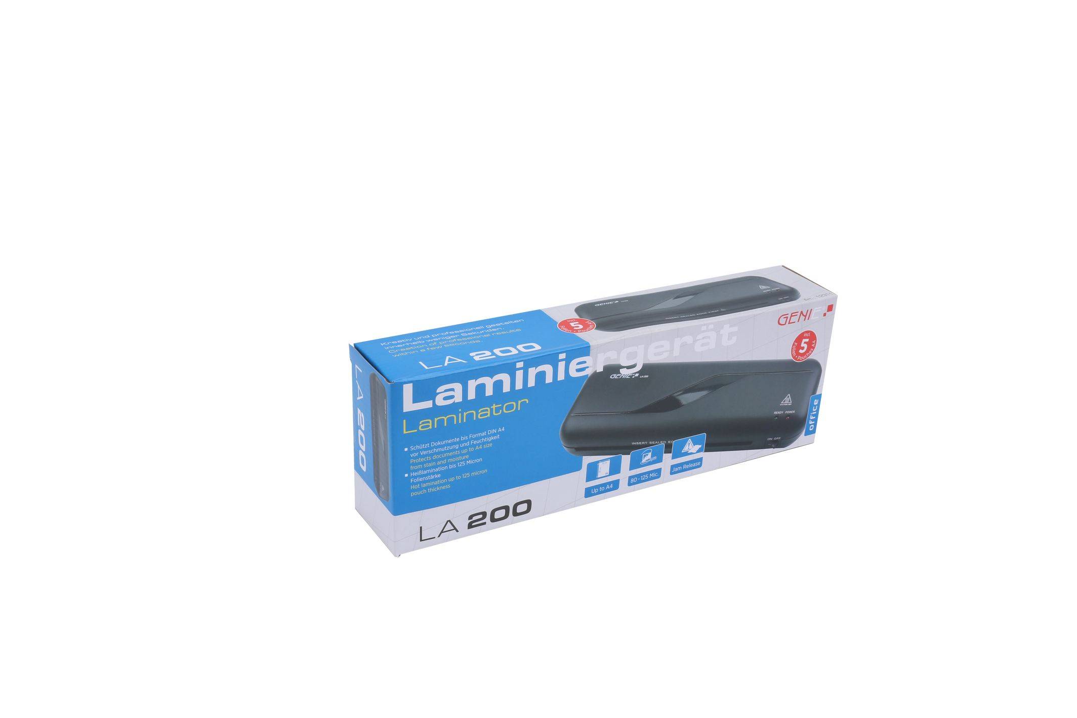 GENIE LA 200 DIN A4 Laminiergerät (80 – 125 Micron) inkl. 5 Folien DIN A4