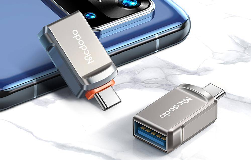Mcdodo 3.0 Konverter OTG Adapter USB auf Typ-C Ladeadapter Stecker Converter für Smartphones grau