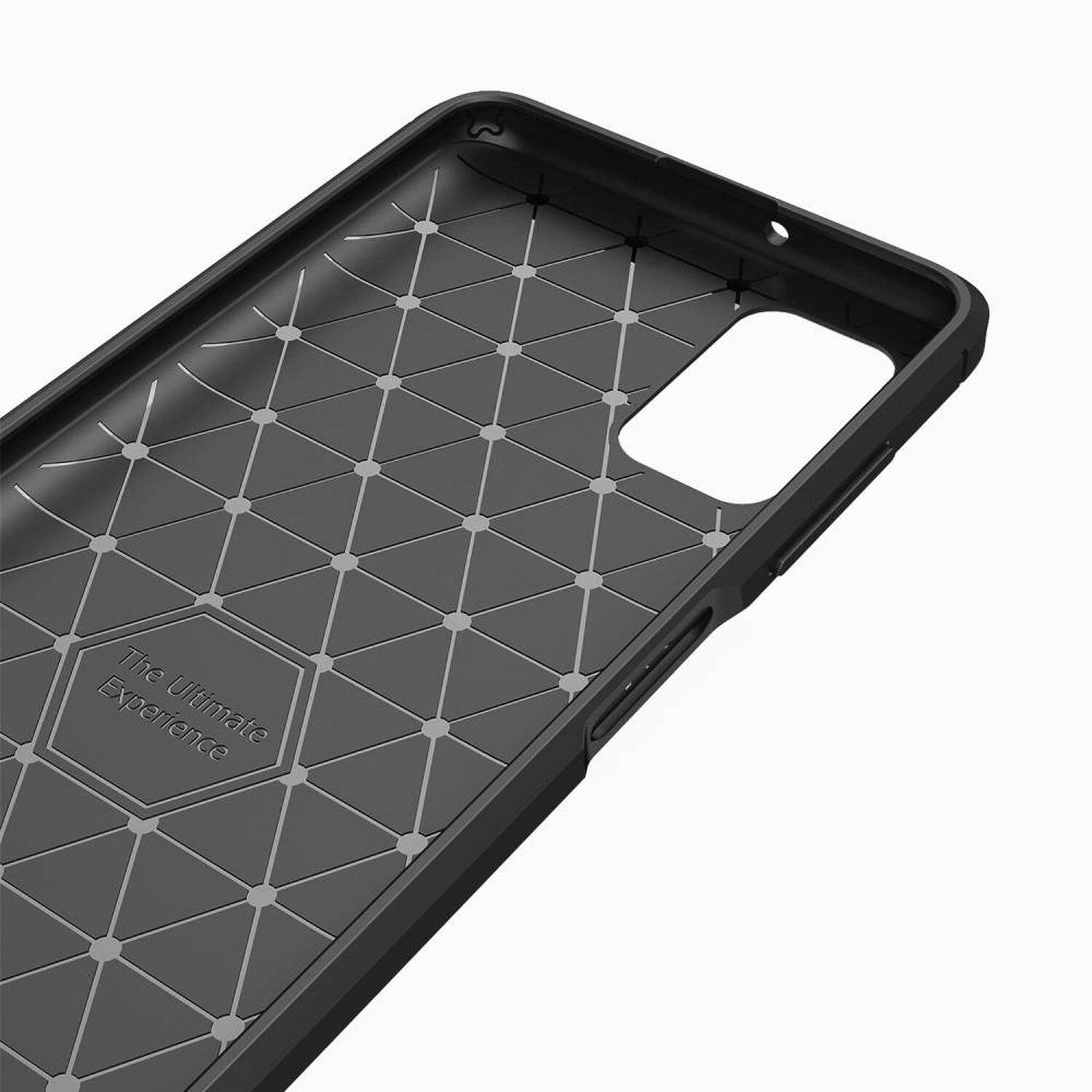 Silikon Hülle Bumper Carbon für SAMSUNG GALAXY A03s (A037G) Case TPU Soft Handyhülle Cover Schutzhülle Schwarz