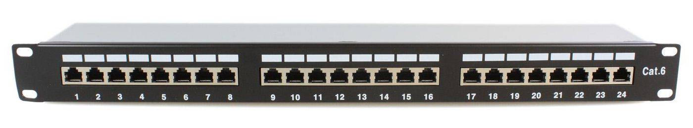 19Zoll FTP. 6 Patchpanel 24 Port Krone IDC, Schwarz