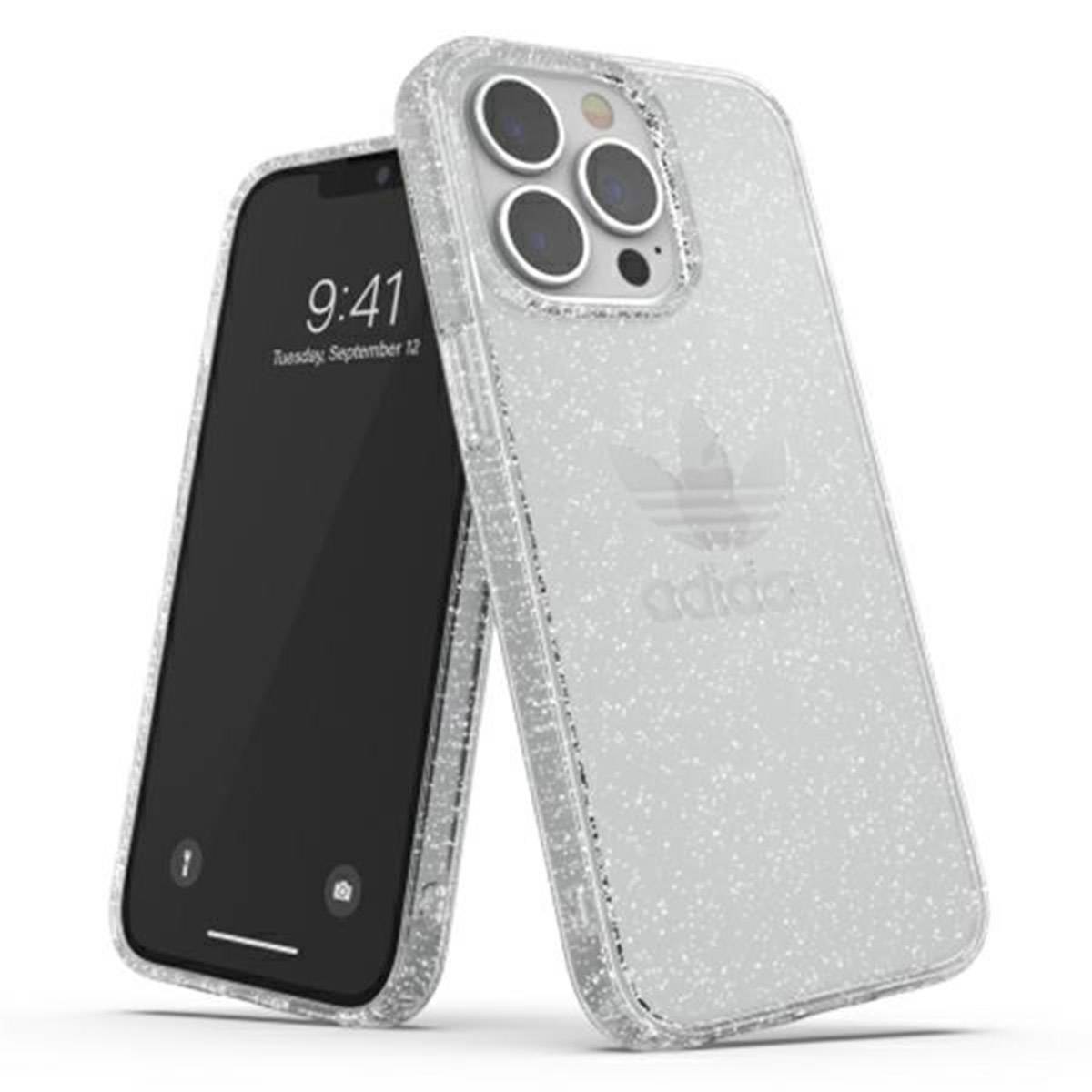 Adidas Apple iPhone 13 Pro Clear Case Glitzer Original Silikon Hard Case Cover Schutzhülle Transparent
