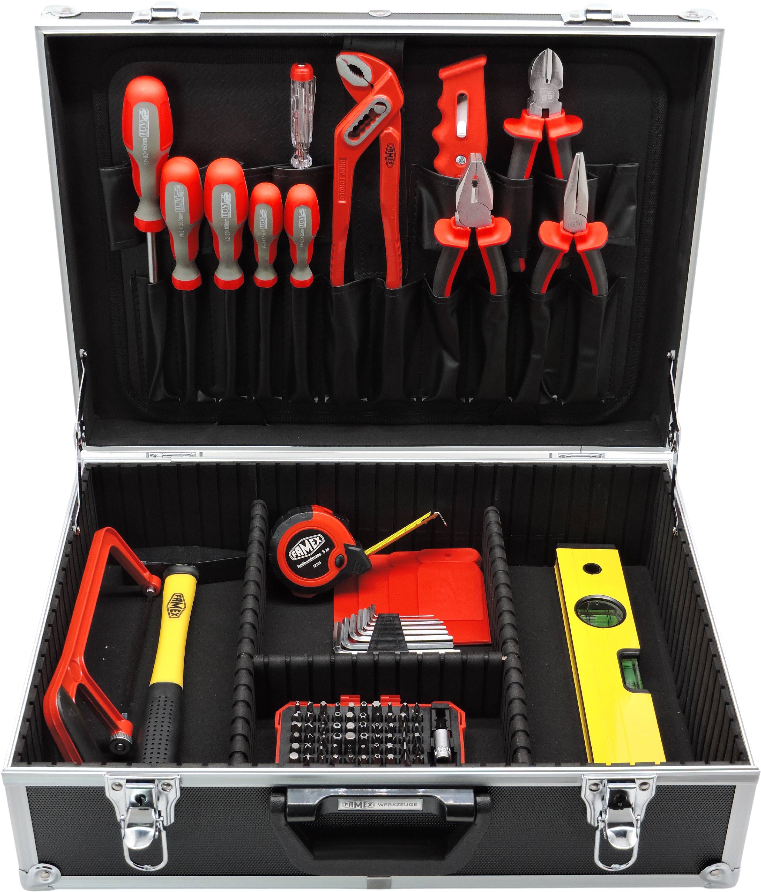 FAMEX 755-58 Alu Werkzeugkoffer bestückt mit Werkzeug - 164-tlg.