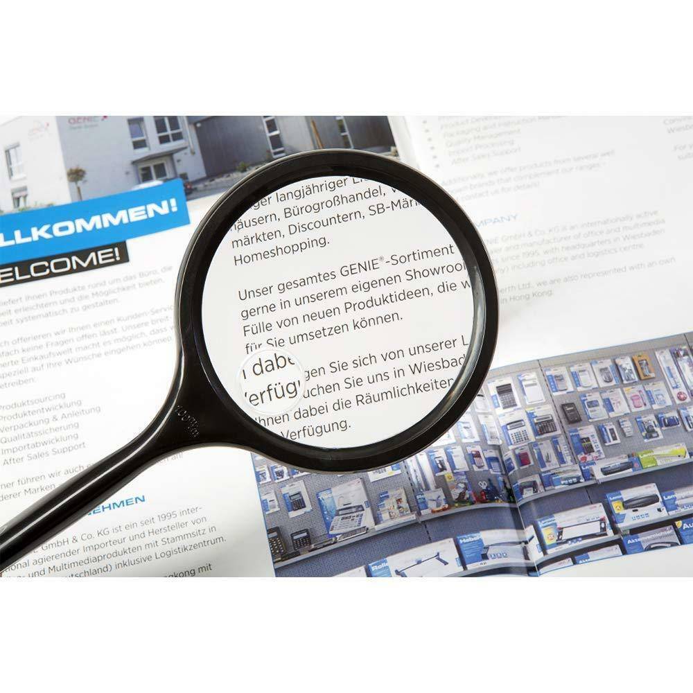 GENIE M75 Handlupe Leselupe Vergrößerungsglas Lupe Lesehilfe mit Griff Brennglas