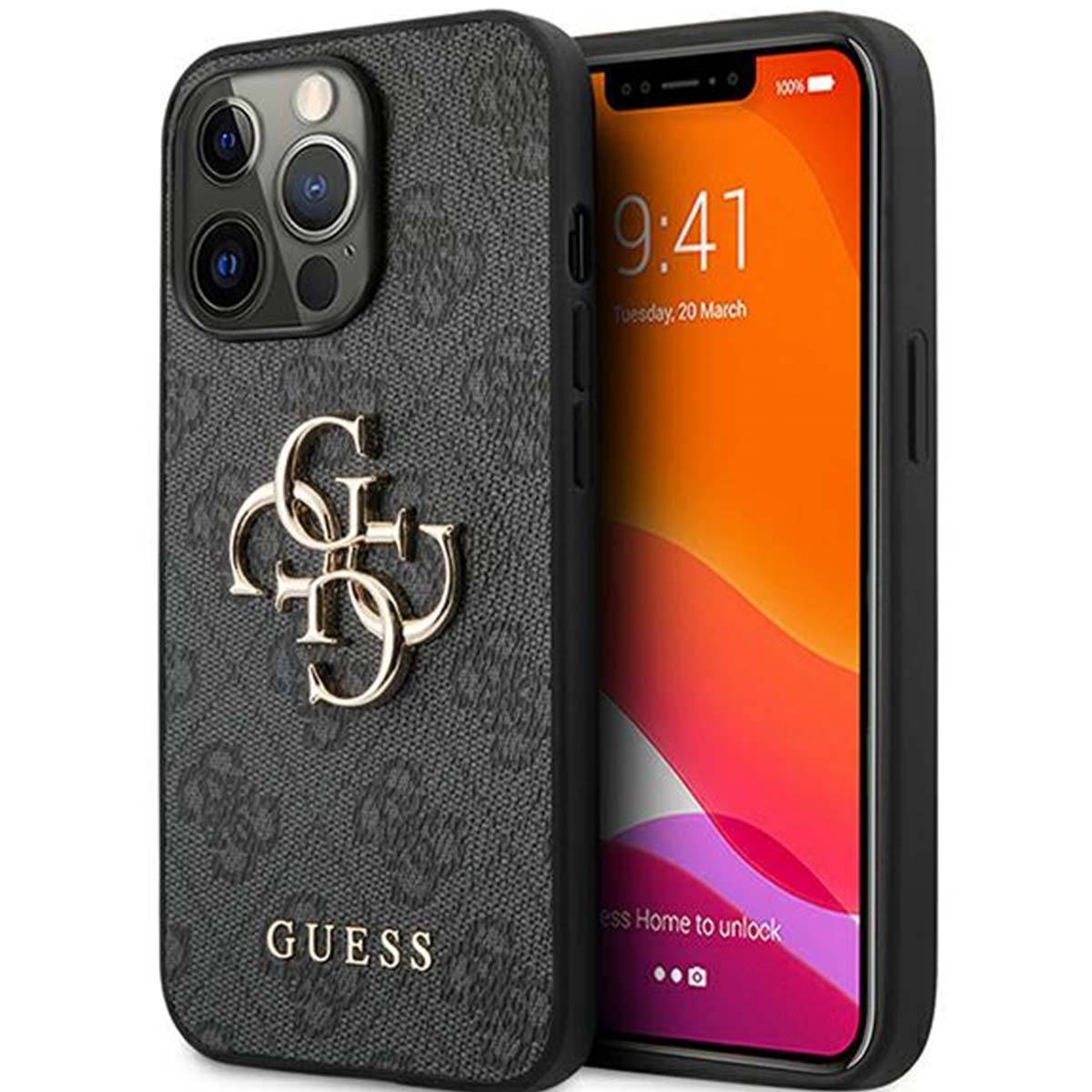 Guess Big Metal Logo Collection Apple iPhone 13 Pro Max Hard Case Cover Schutzhülle Grau