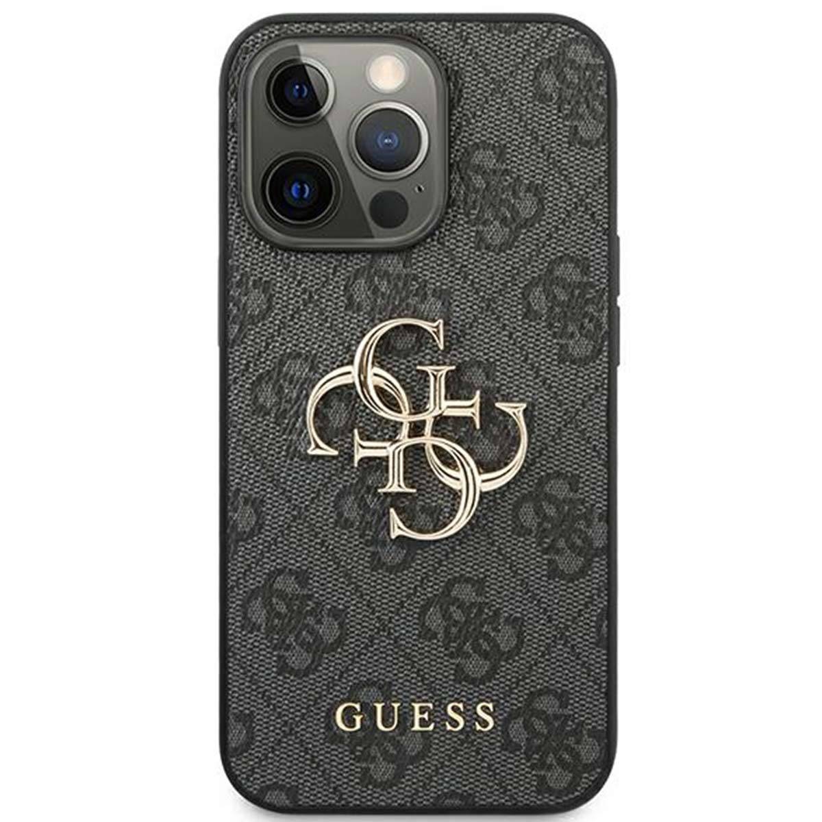 Guess Big Metal Logo Collection Apple iPhone 13 Pro Max Hard Case Cover Schutzhülle Grau
