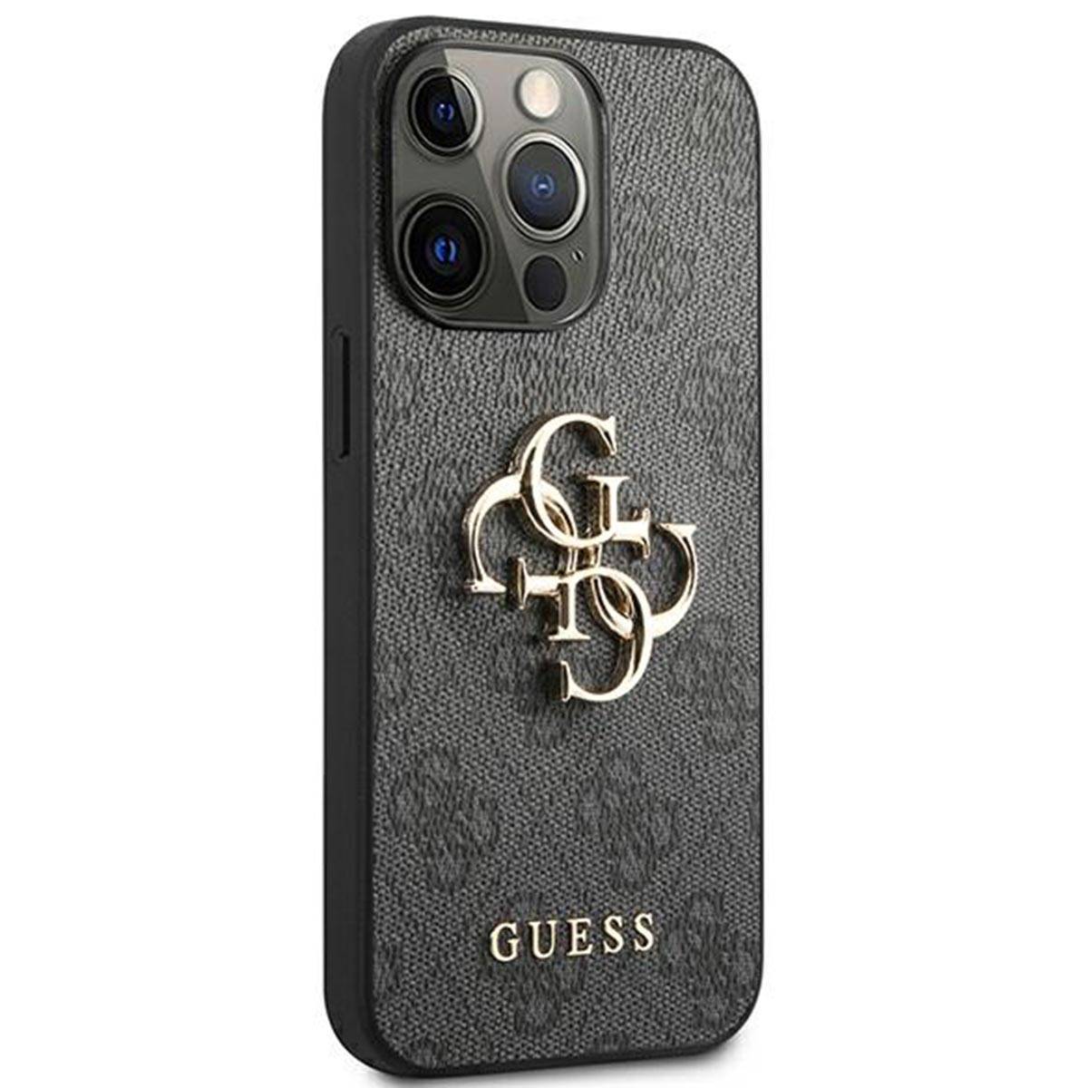 Guess Big Metal Logo Collection Apple iPhone 13 Pro Max Hard Case Cover Schutzhülle Grau