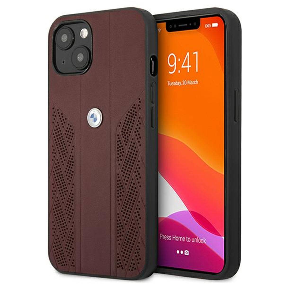 BMW Curve Perforate Serie Apple iPhone 13 Hard Case Cover Schutzhülle Rot