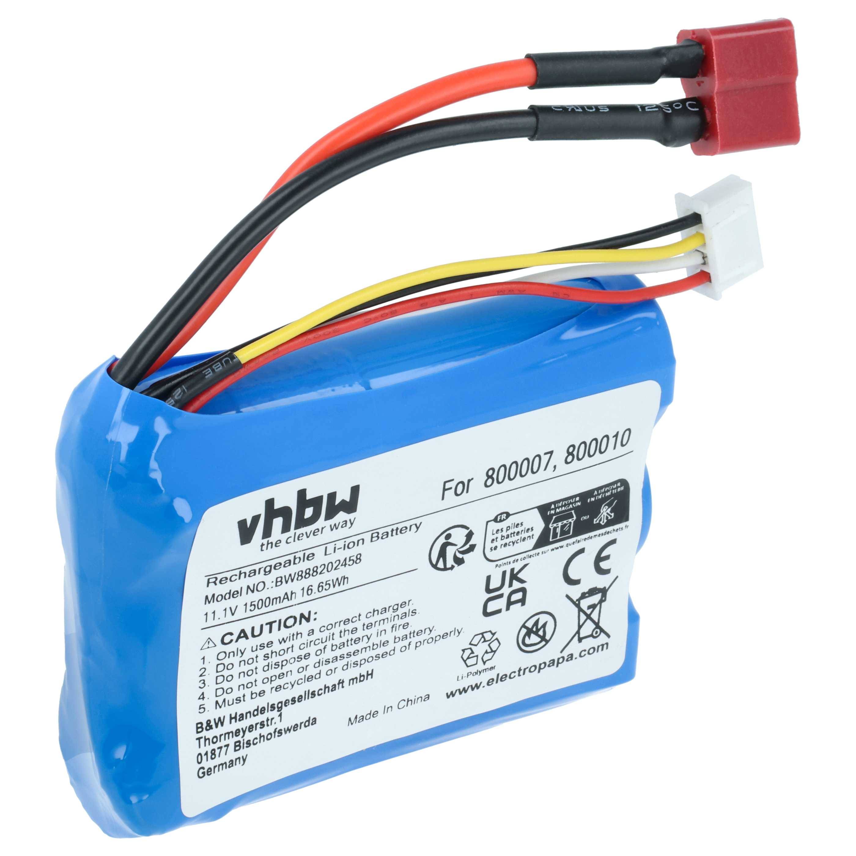 vhbw Akku kompatibel mit Carrera 800007, 800010 Racing Car (1500mAh, 11,1V, Li-Ion)