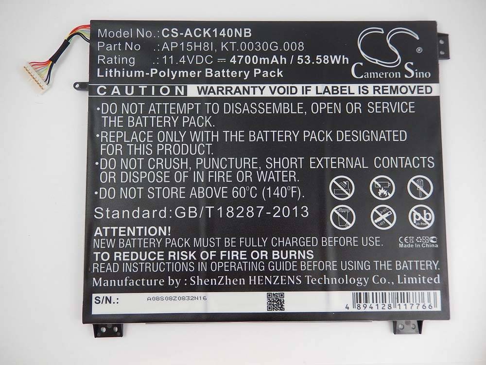 vhbw Akku Ersatz für Acer AP15H8I, KT.0030G.008 für Notebook (4700 mAh, 11,4 V, Li-Polymer)