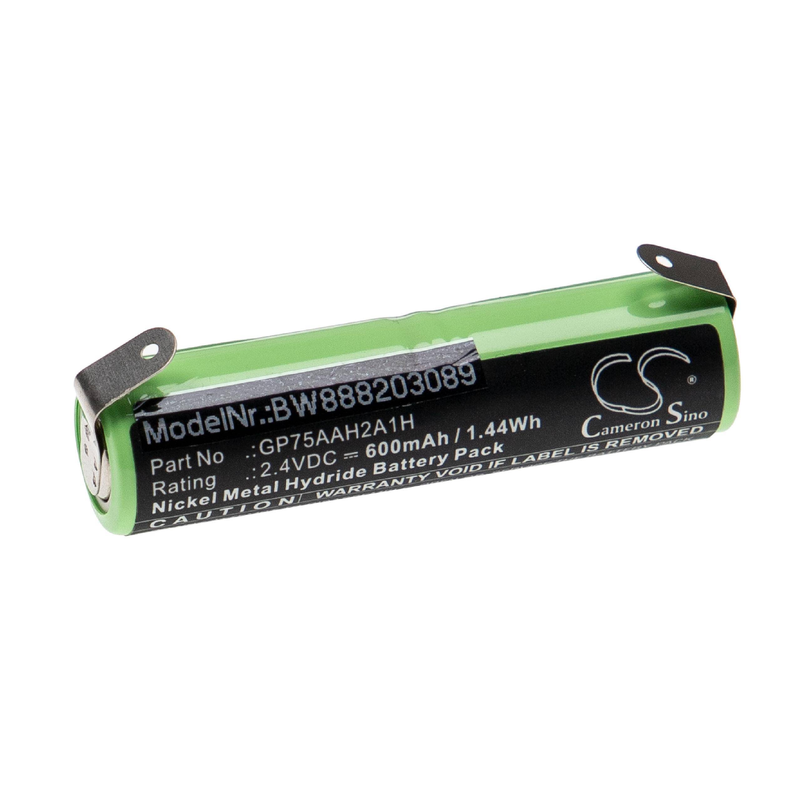 vhbw Akku kompatibel mit Omron Elmex ProClinical A1500 elektrische Zahnbürste (600mAh, 2,4V, NiMH)