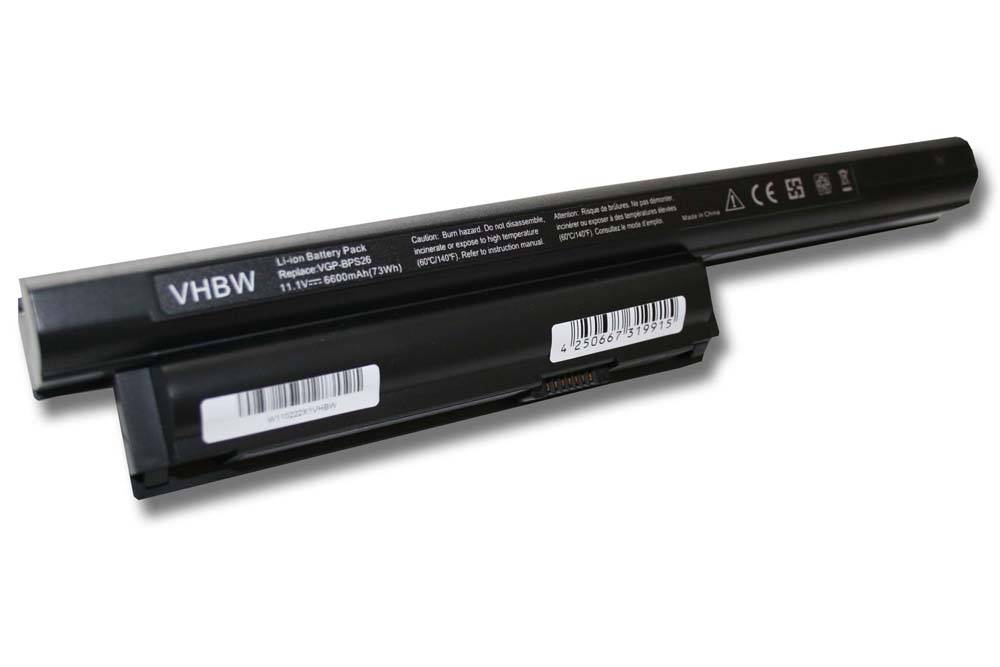 vhbw Akku kompatibel mit Sony Vaio VPC-CB35FN/D, VPC-CB36FA/B, VPC-CB36FG, VPC-CB36FG/B Notebook (6600 mAh, 10,8 V, Li-Ion)