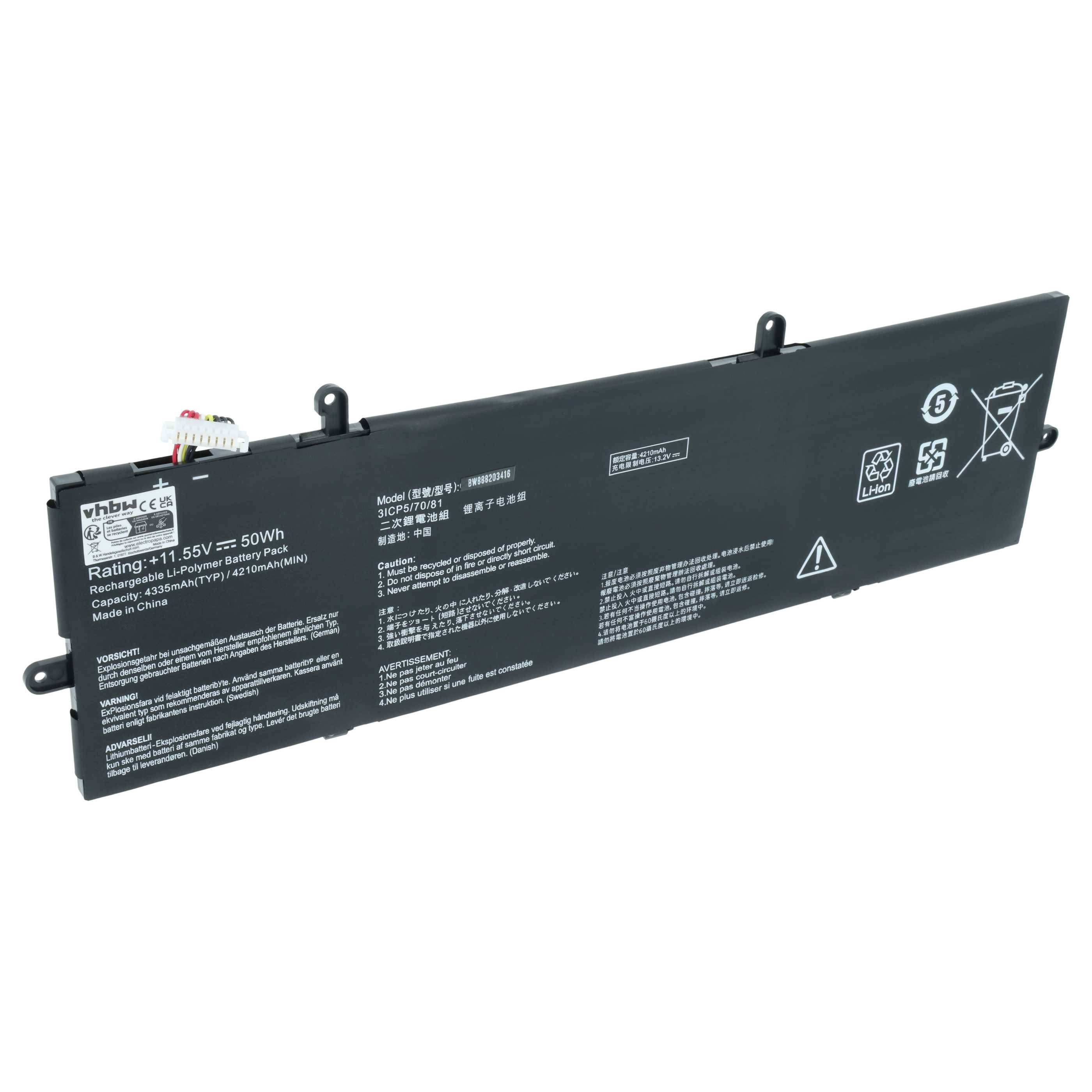vhbw Akku kompatibel mit Asus ZenBook Flip 13 UX362FA-EL098T, UX362FA-EL094T, UX362FA-EL090T Notebook (4250 mAh, 11,55 V, Li-Polymer)