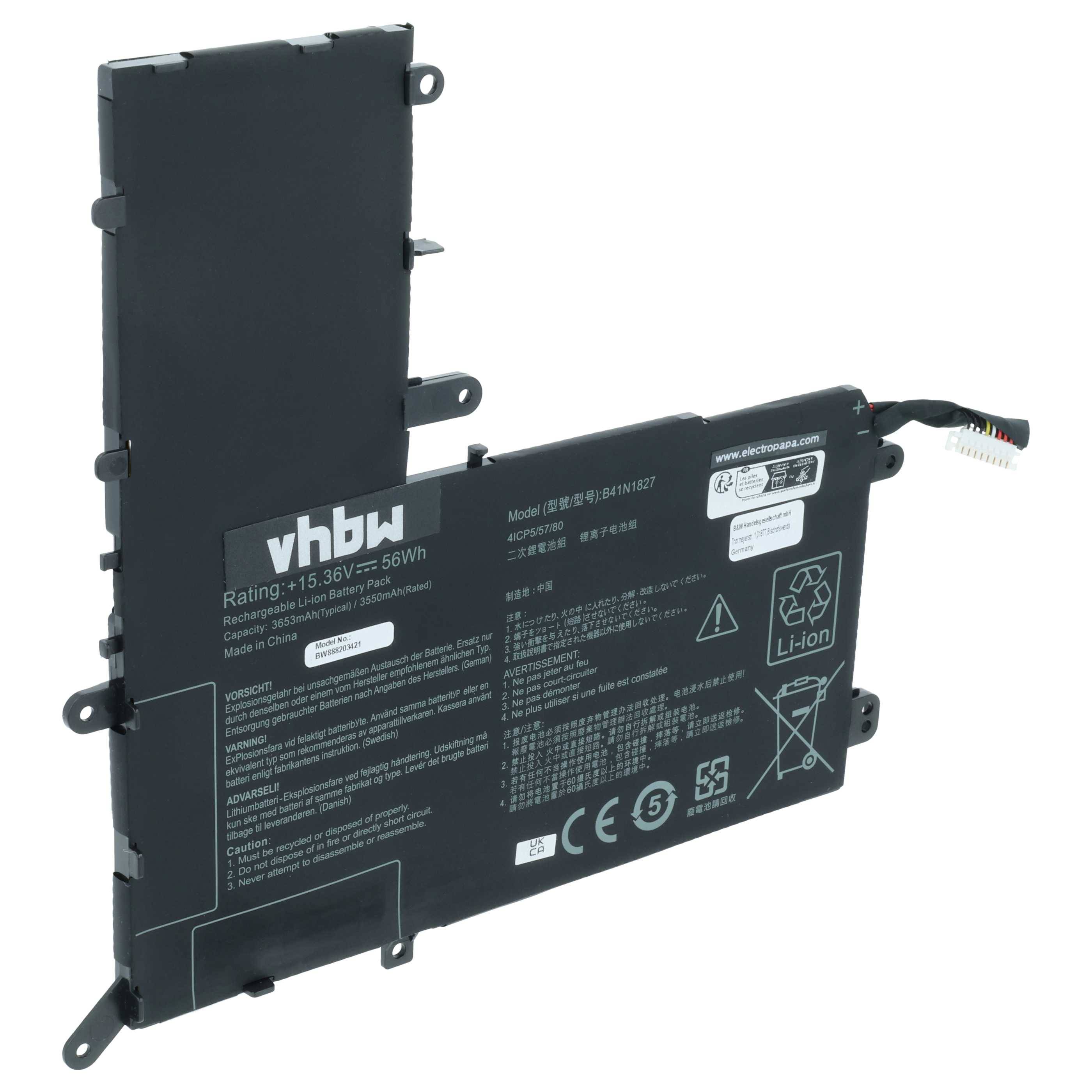 vhbw Akku kompatibel mit Asus ZenBook Flip 15 UX562FA-AC033T, UX562, UX562FA-AC025R, UX562FA Notebook (3500 mAh, 15,36 V, Li-Polymer)