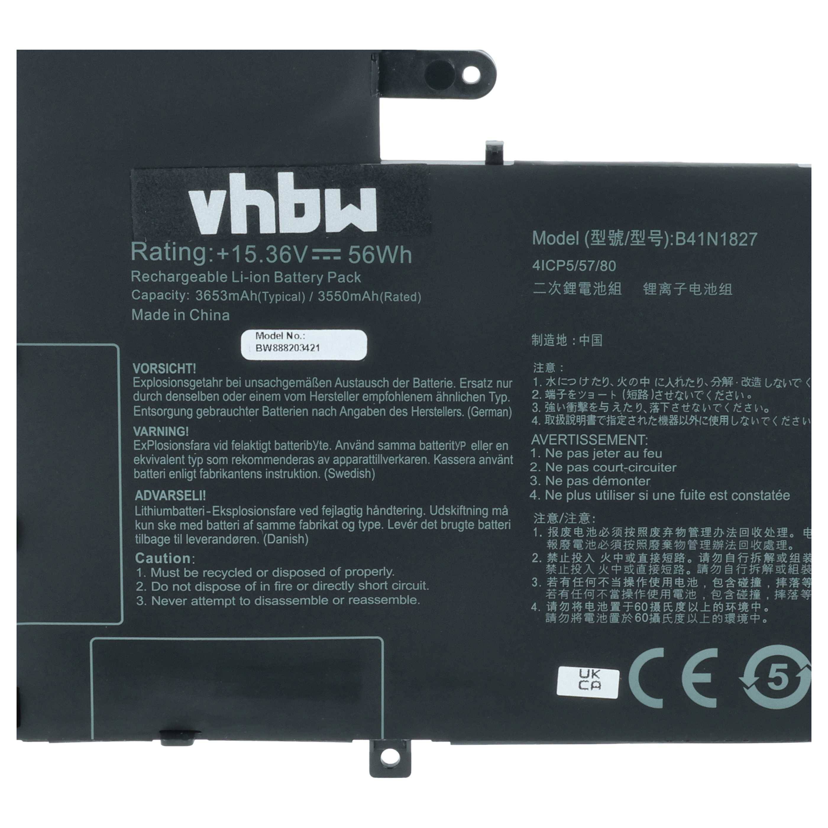 vhbw Akku kompatibel mit Asus ZenBook Flip 15 UX562FA-AC033T, UX562, UX562FA-AC025R, UX562FA Notebook (3500 mAh, 15,36 V, Li-Polymer)