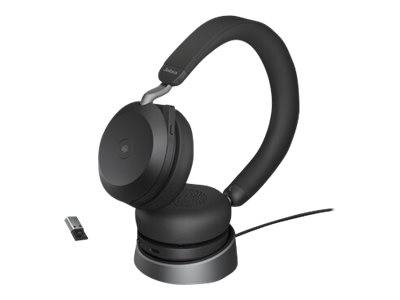 Jabra Evolve2 75 Over Ear Headset kabelgebunden Schwarz Batterieladeanzeige, Mikrofon-Stummschaltung Telefon