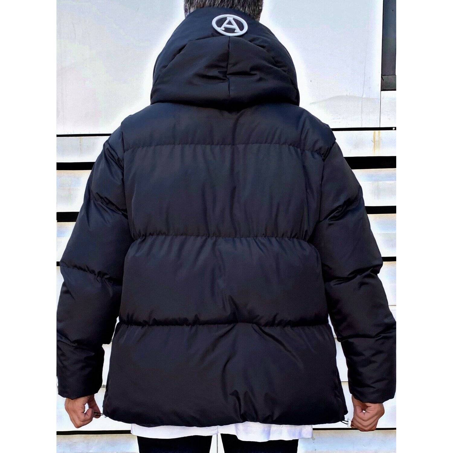 Megaman Jeans HJ-8050 Herren Oversize Jacke Winterjacke Steppjacke Sportjacke Kapuze Premium XL Schwarz