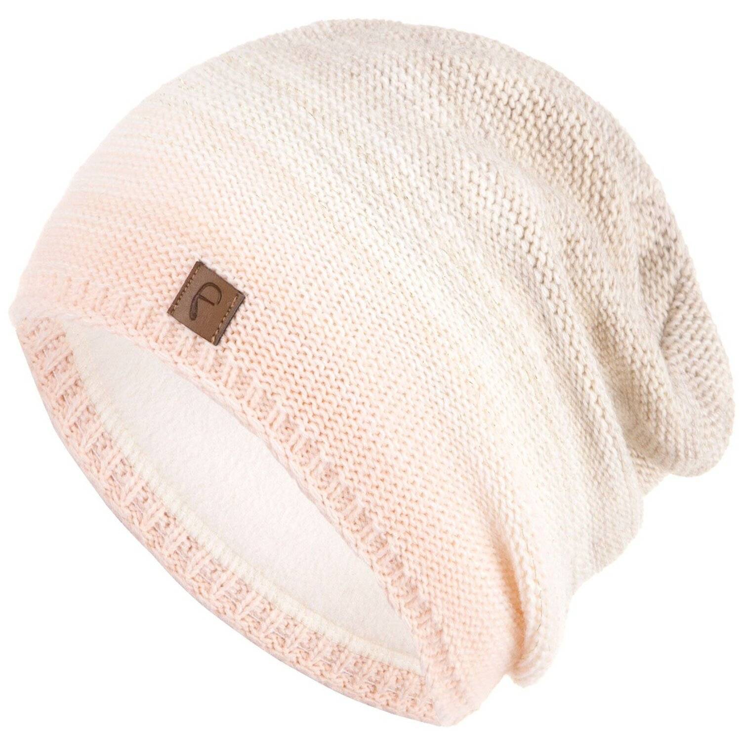 Faera Wintermütze Mehrfarbig warm gefüttert Fleece-Futter Winter Mütze Strick-Mütze Beanie-Mütze Damen One-Size 09 Rosa