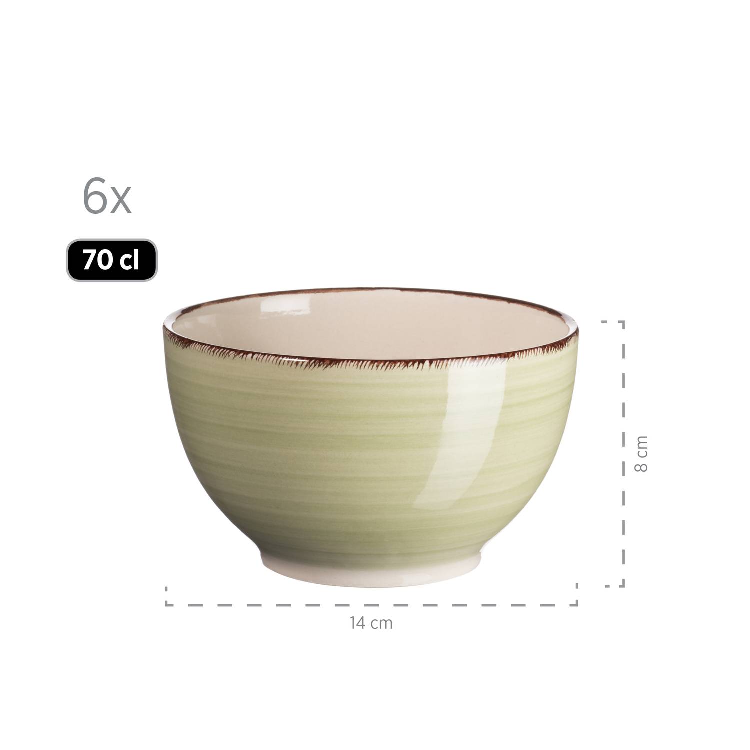 Mäser 931490 Lumaca Frühstück-Service für 6 Personen im Vintage Look, handbemalte Keramik, Geschirr-Set, Steingut, olivgrün, 18-teilig (1 Set)