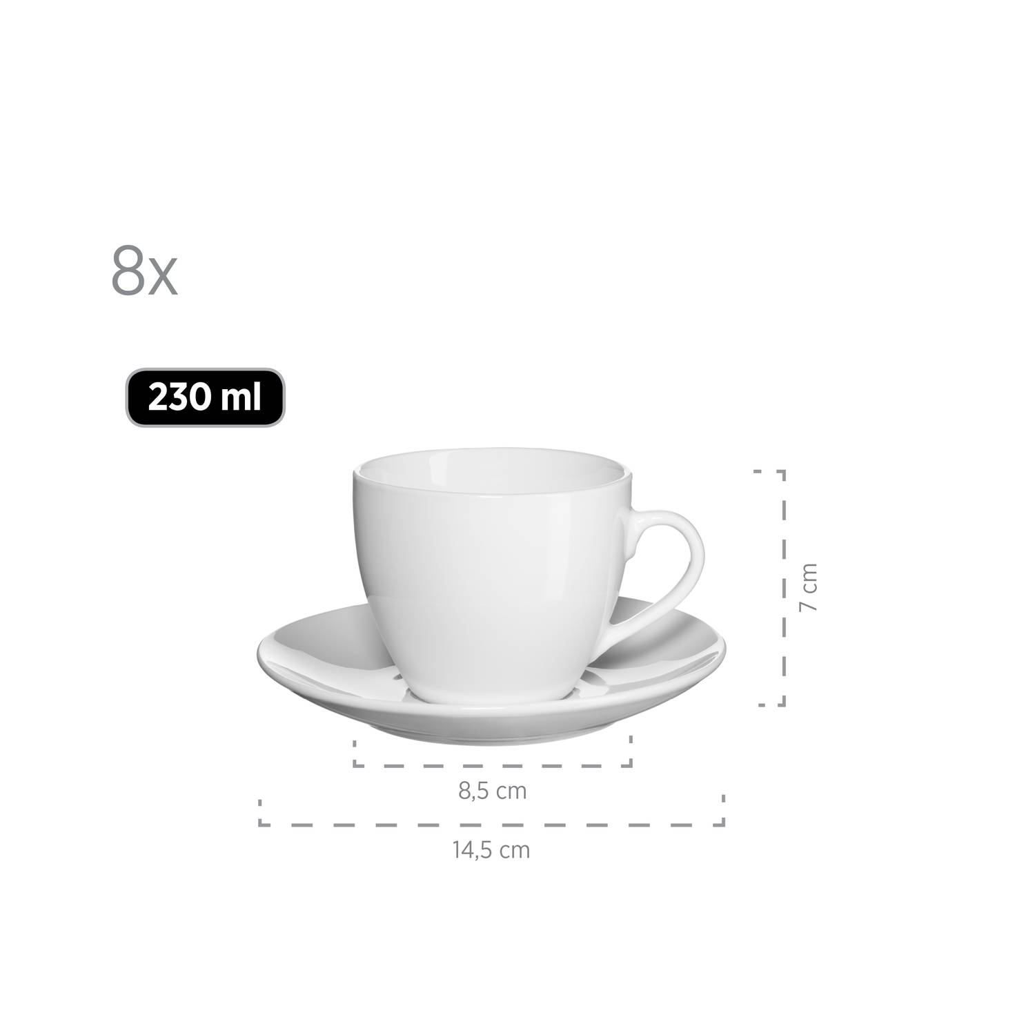 Mäser 931610 Kombiservice Barca für 8 Personen, Porzellan, weiß (1 Set, 68-teilig)