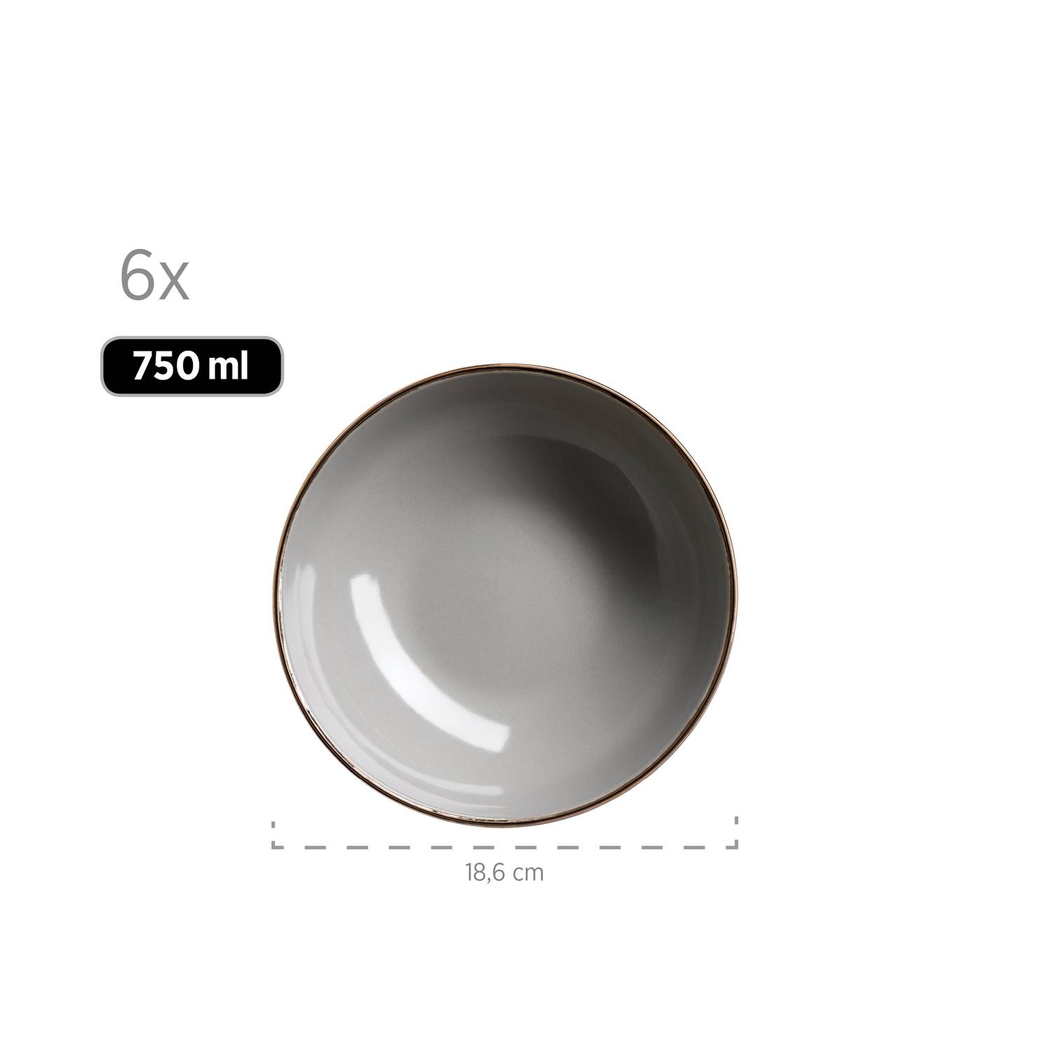 Mäser 931628 Kombiservice Metallic RIM für 6 Personen, Steinzeug, grau (1 Set, 24-teilig)