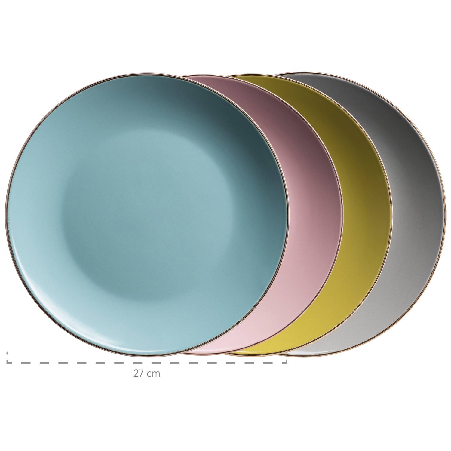 Mäser 931726 Kombiservice Metallic RIM für 4 Personen, Steinzeug, mehrfarbig/grün (1 Set, 16-teilig)