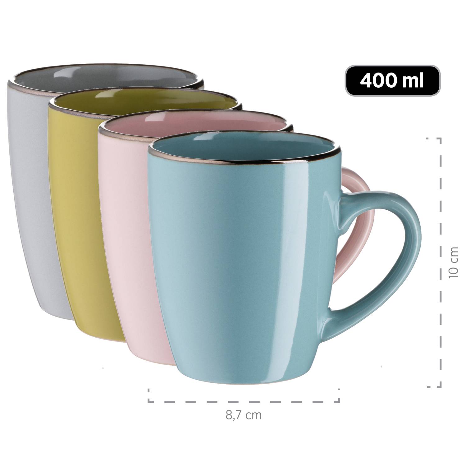 Mäser 931726 Kombiservice Metallic RIM für 4 Personen, Steinzeug, mehrfarbig/grün (1 Set, 16-teilig)