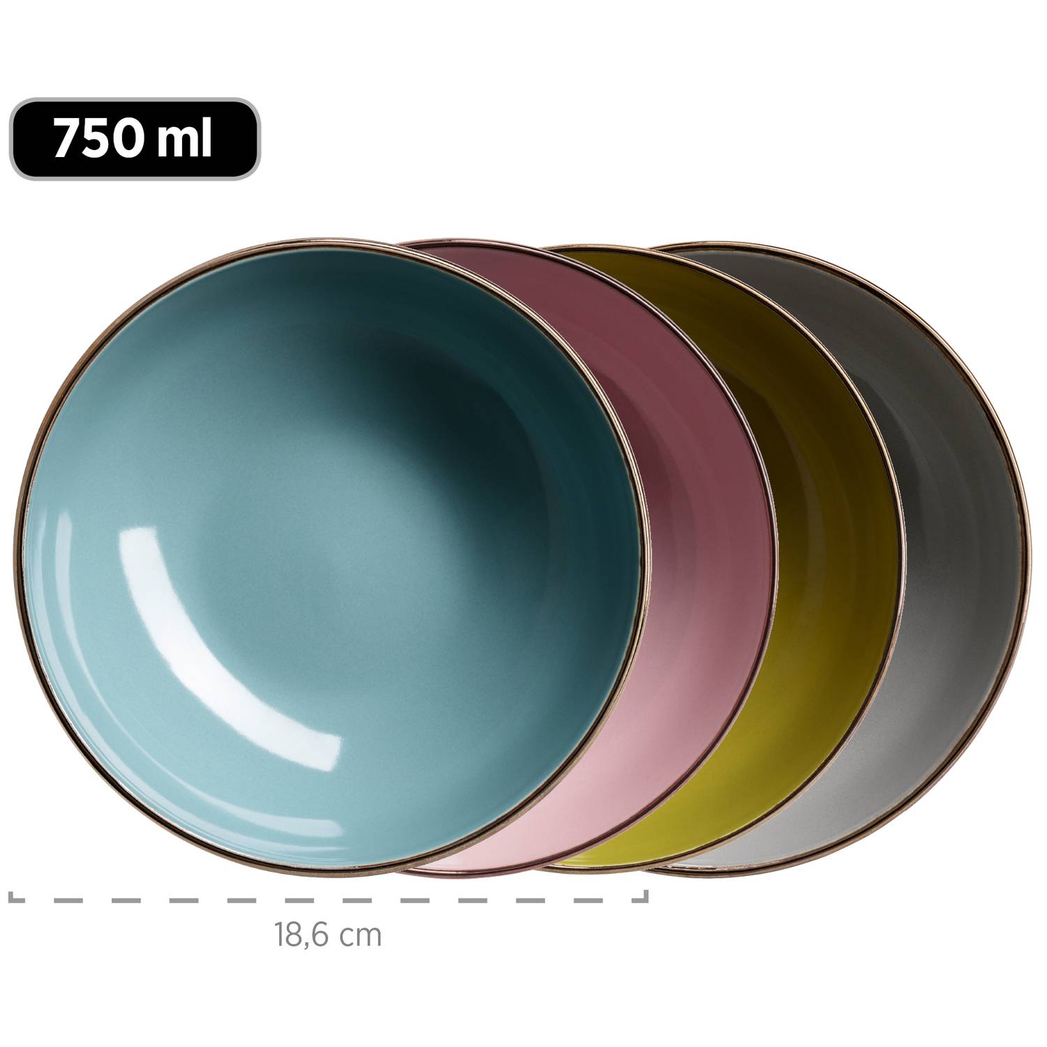 Mäser 931726 Kombiservice Metallic RIM für 4 Personen, Steinzeug, mehrfarbig/grün (1 Set, 16-teilig)