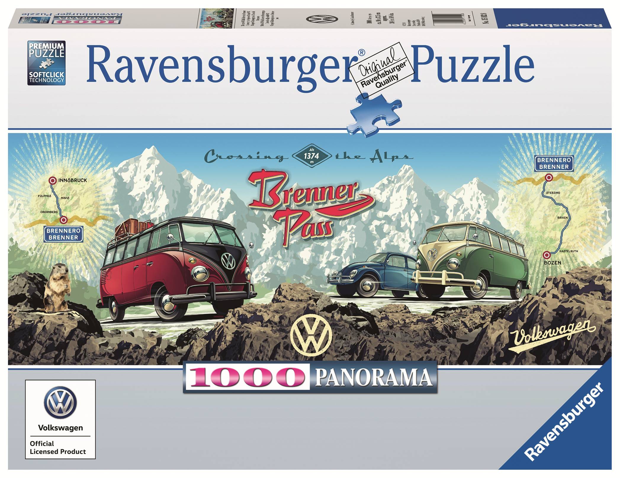 VW Bulli über den Brenner 1000 Teile Panorama Puzzle