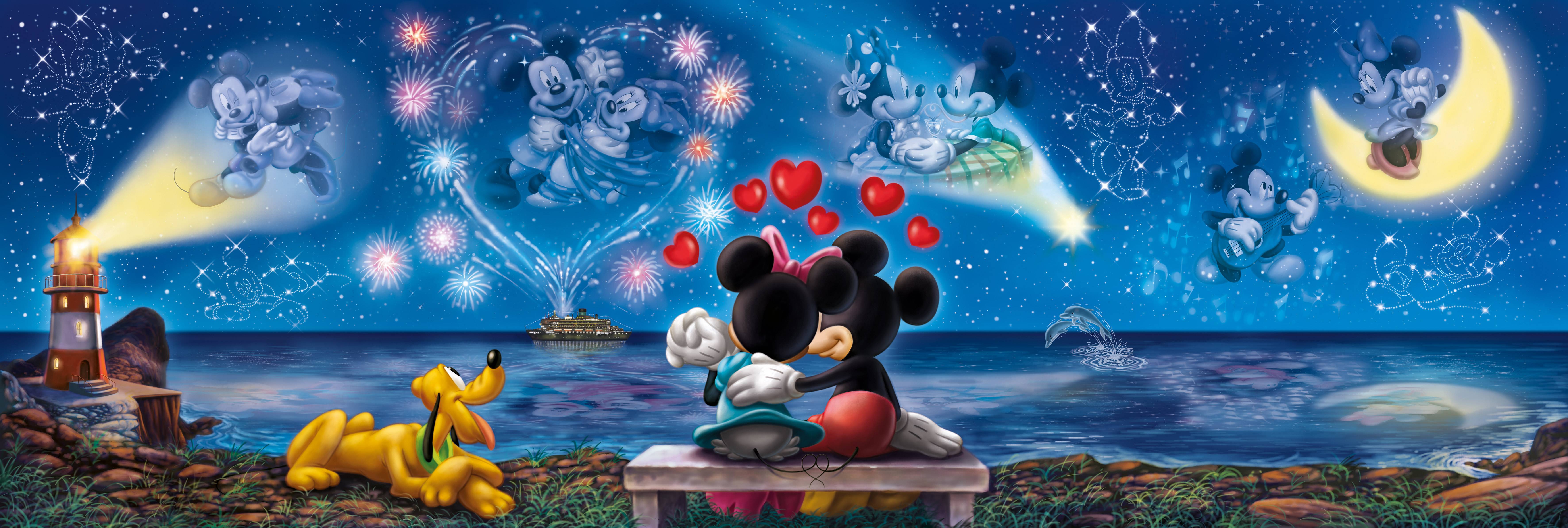 Clementoni 39449 Mickey und Minnie 1000 Teile Panorama Puzzle