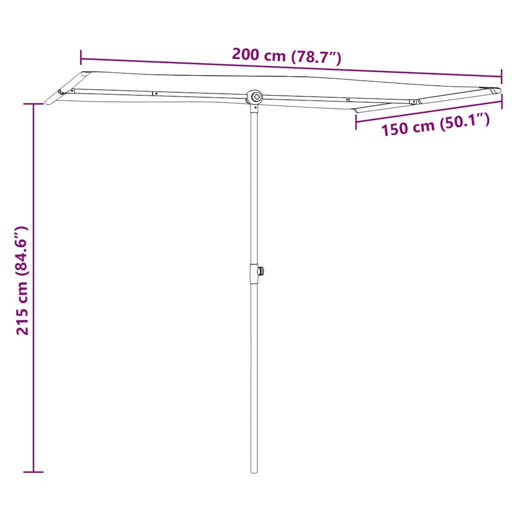 vidaXL Sonnenschirm mit Aluminium-Mast 2x1,5 m Bordeauxrot