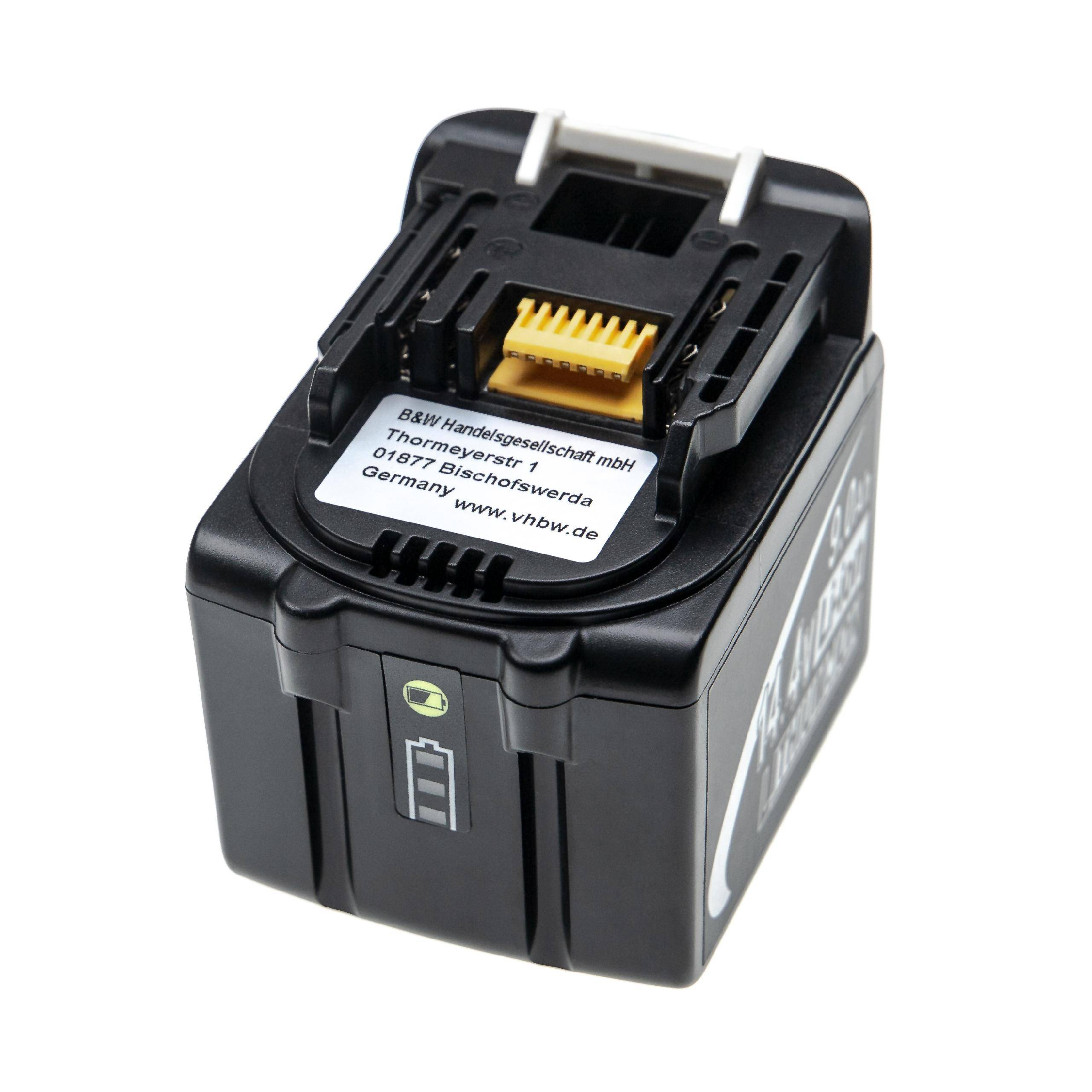 vhbw Akku kompatibel mit Makita DDF446, DDA340Z, DDA341, DDA341Z, DDF343, DDF343Z, DDF446Z Elektrowerkzeug (9000 mAh, Li-Ion, 14,4 V)