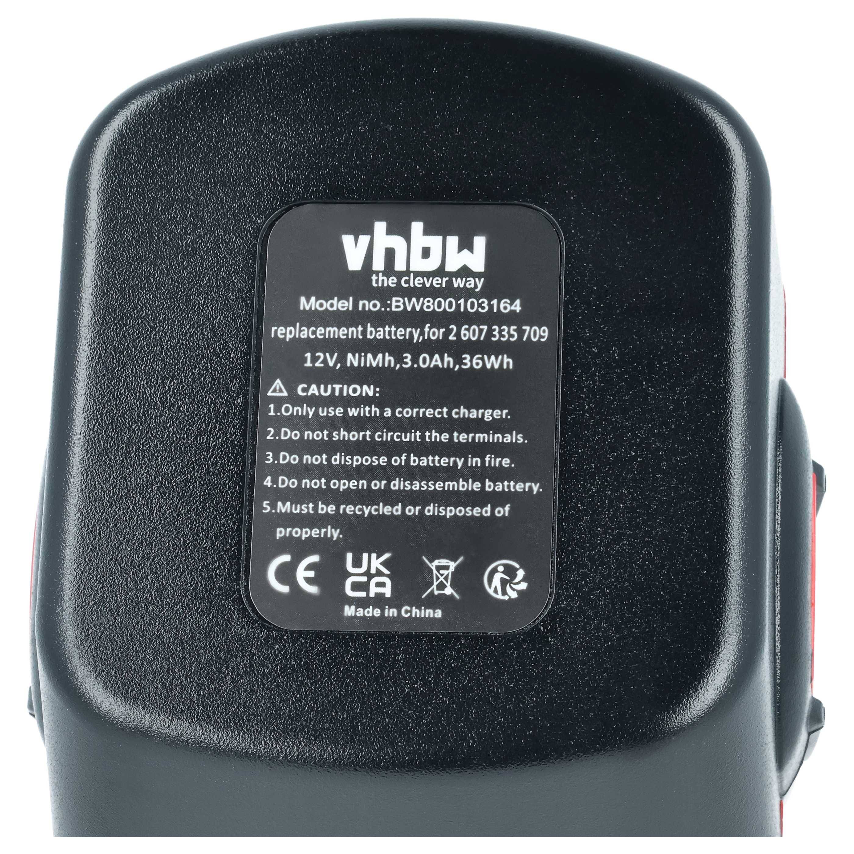 vhbw Akku kompatibel mit Bosch GSR 12-2, JAN-55, GSR 12V, PSR 12VE, PSR 12, PAG 12, PSB 12 VE-2 Werkzeug (3000 mAh, NiMH, 12 V)