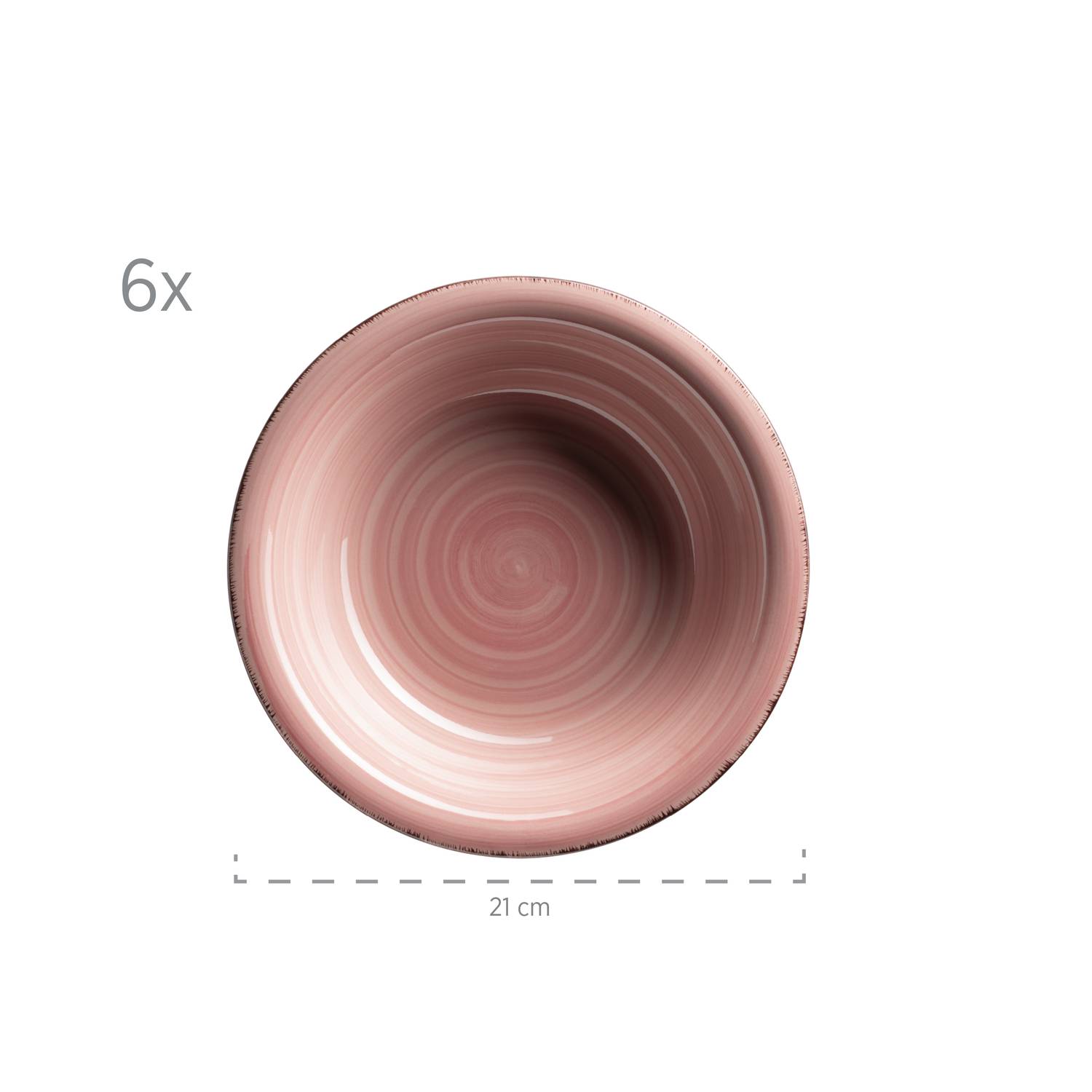 Mäser 931495 Lumaca Teller-Set für 6 Personen im modernen Vintage Look, Tafelservice, handbemalt, Steingut, rosa, 12-teilig (1 Set)