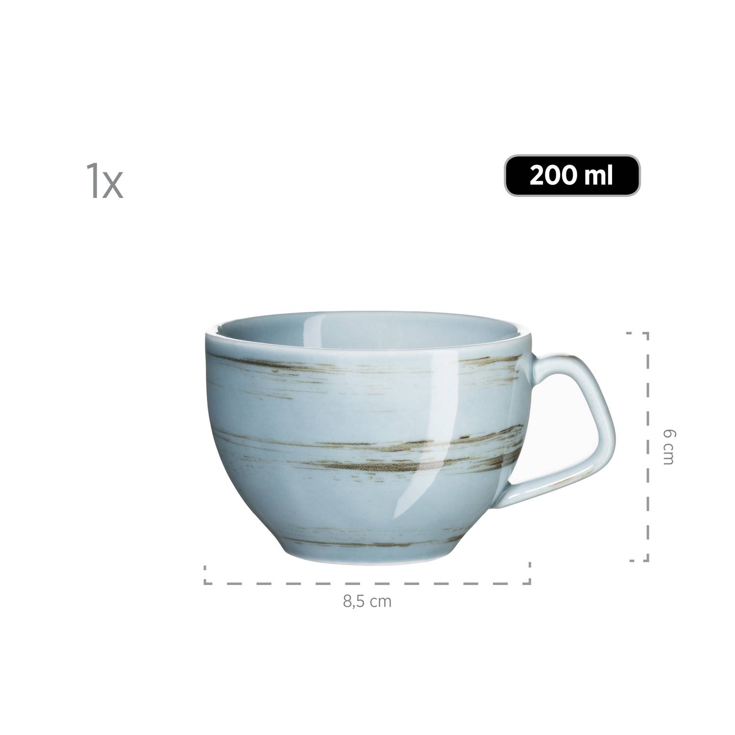 Mäser 931609 Kaffeetassen-Set Derby für 4 Personen, Porzellan, weiß/hellblau/beige (1 Set, 8-teilig)